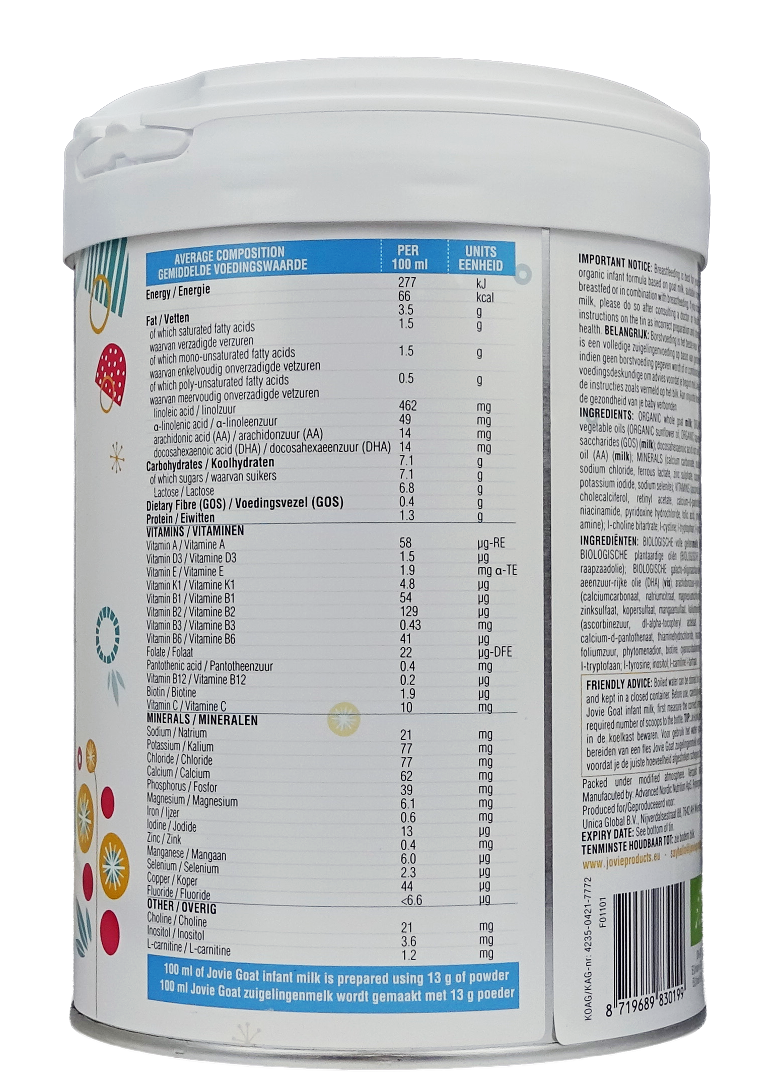 Jovie Goat Organic infant milk