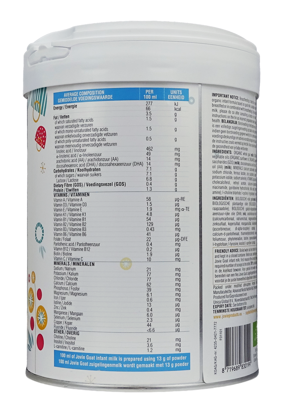Jovie Goat Organic infant milk