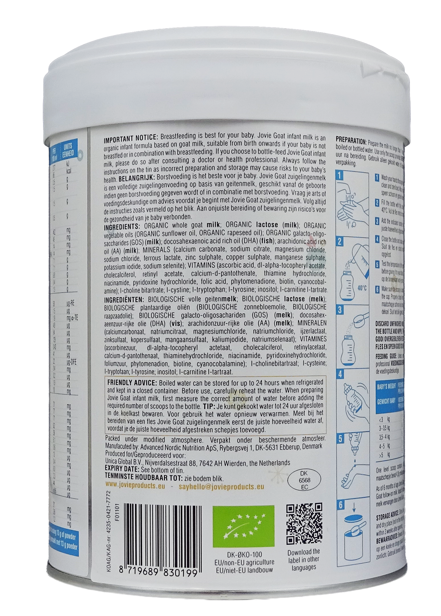 Jovie Goat Organic infant milk