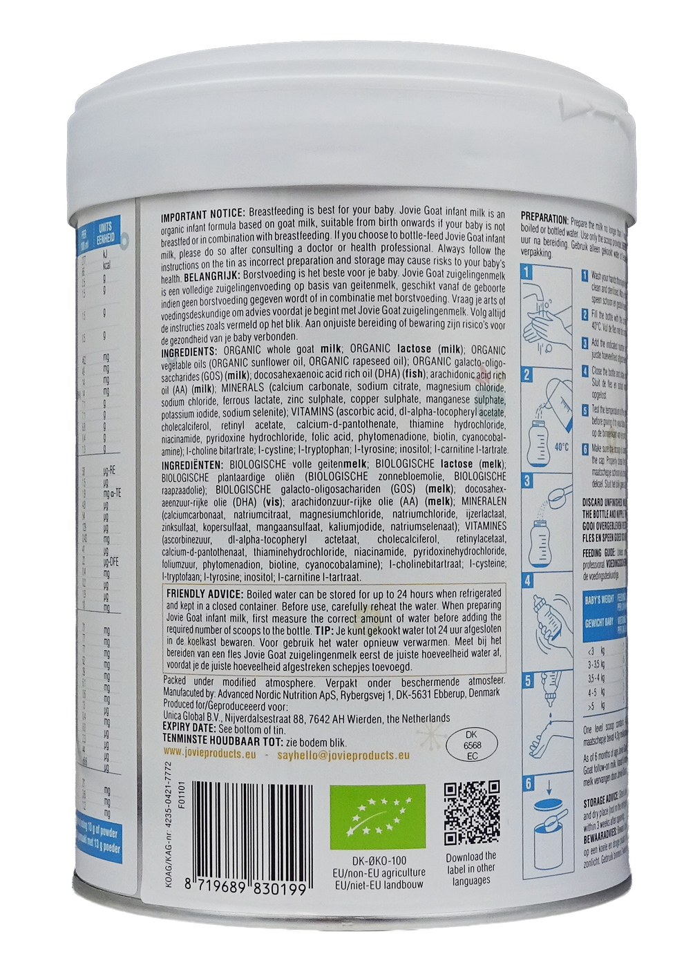 Jovie Goat Organic infant milk