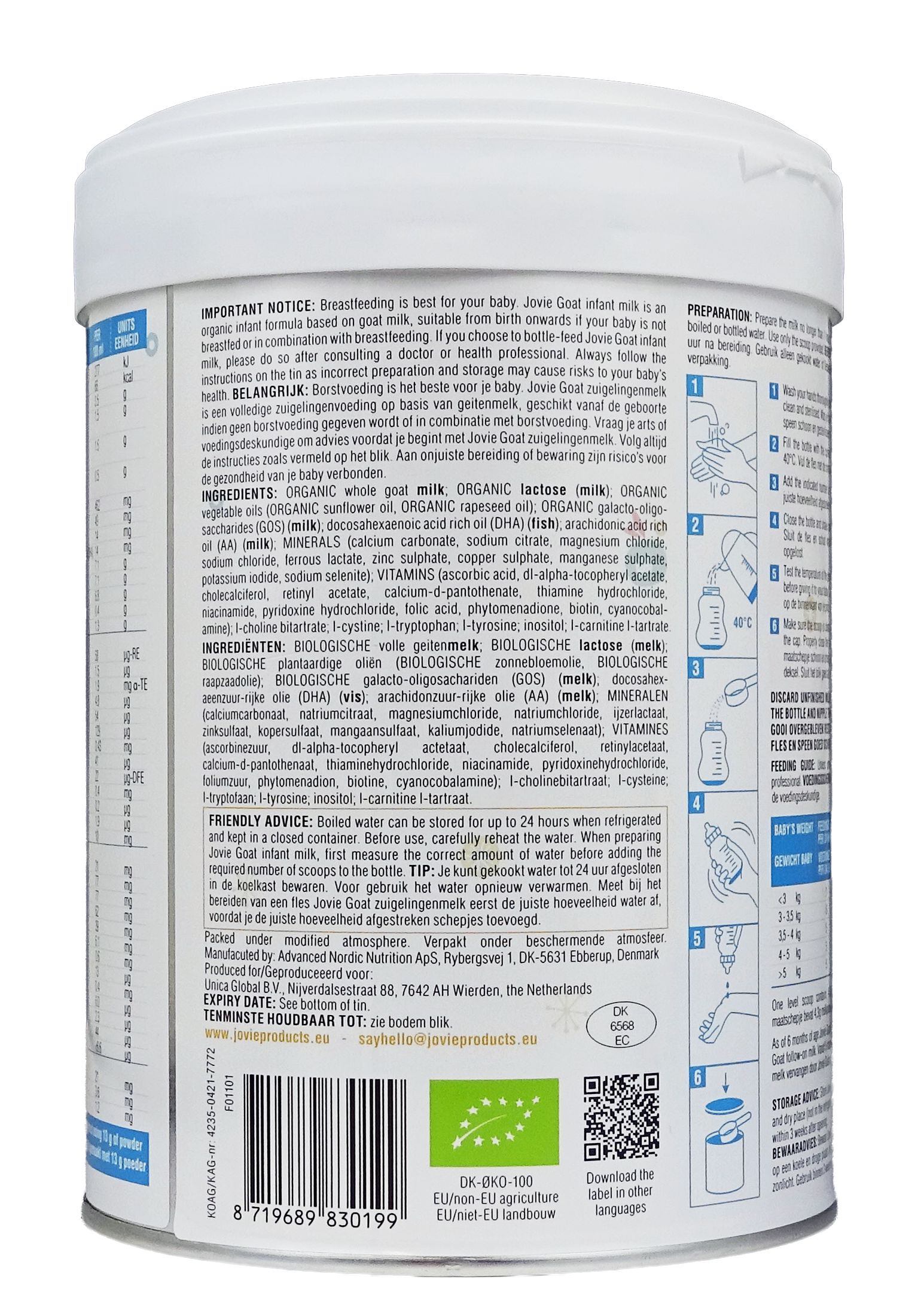 Jovie Goat Organic infant milk
