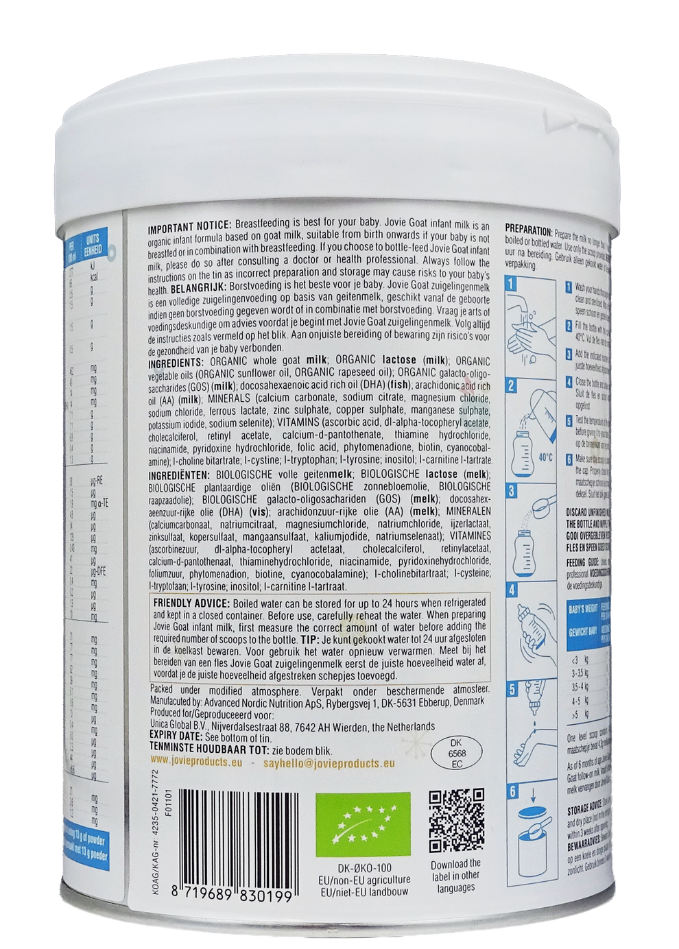 Jovie Goat Organic infant milk