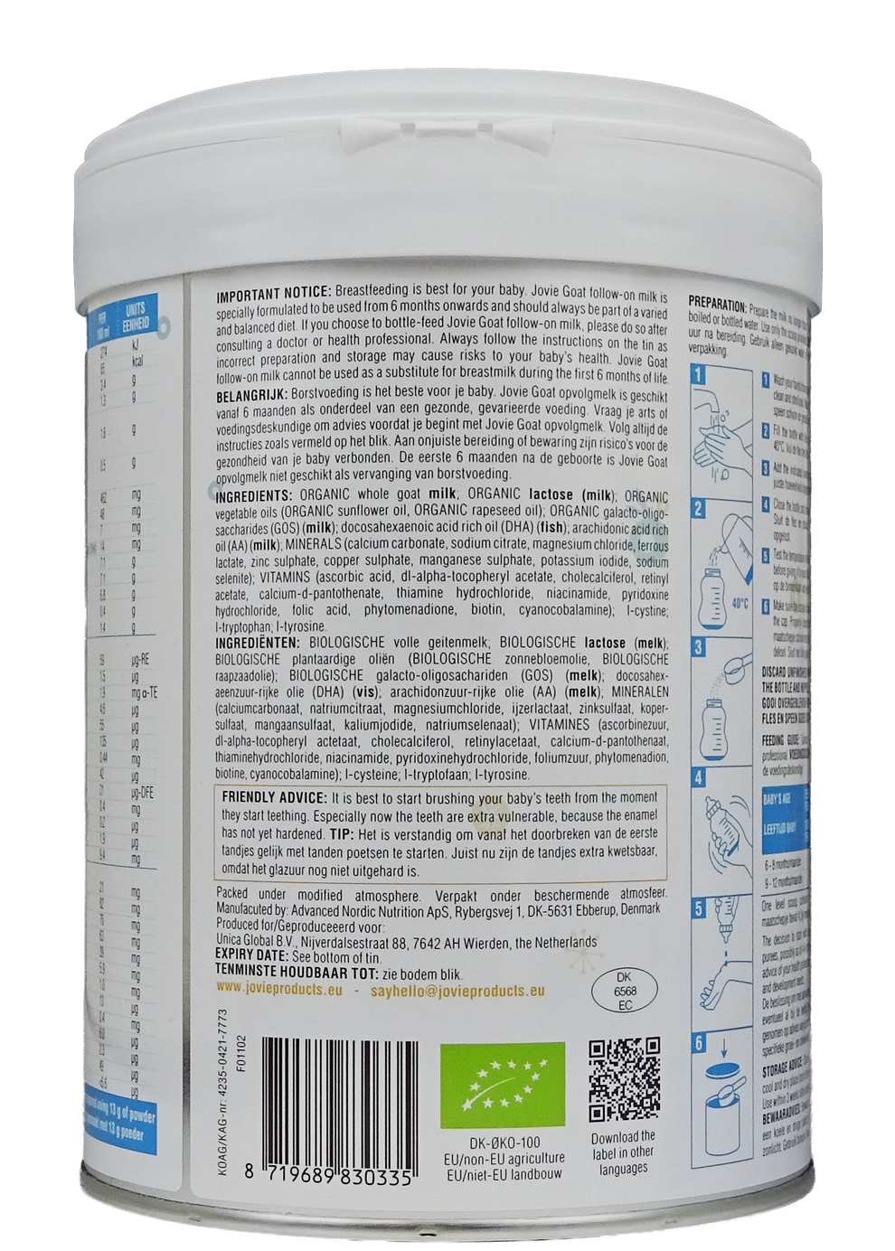 Jovie Goat Biologische Opvolgmelk 6+ maanden