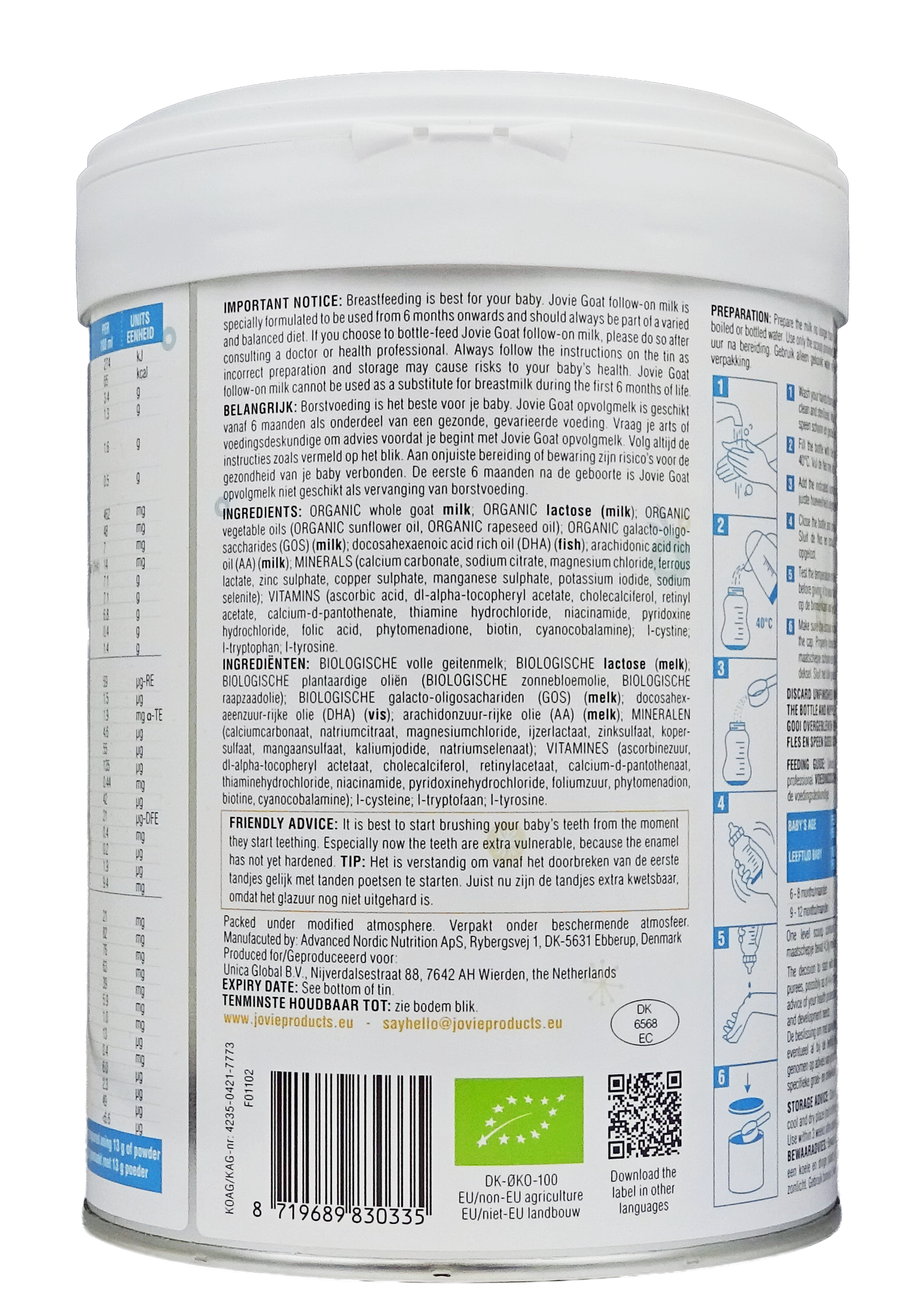 Jovie Goat Organic follow-on milk