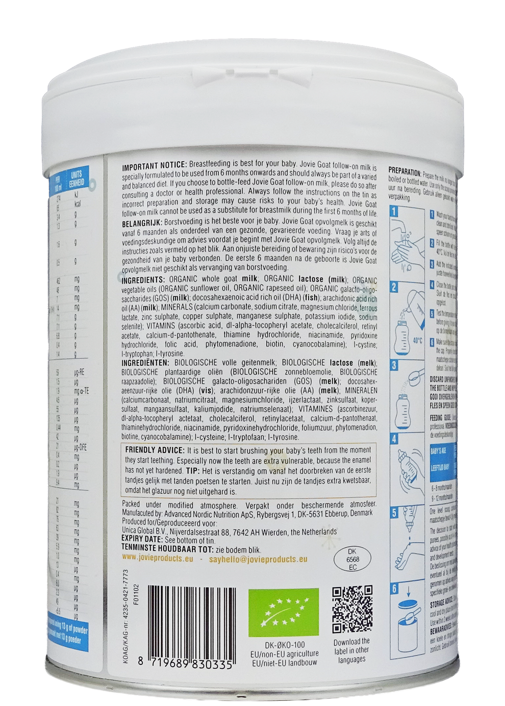 Jovie Goat Organic follow-on milk