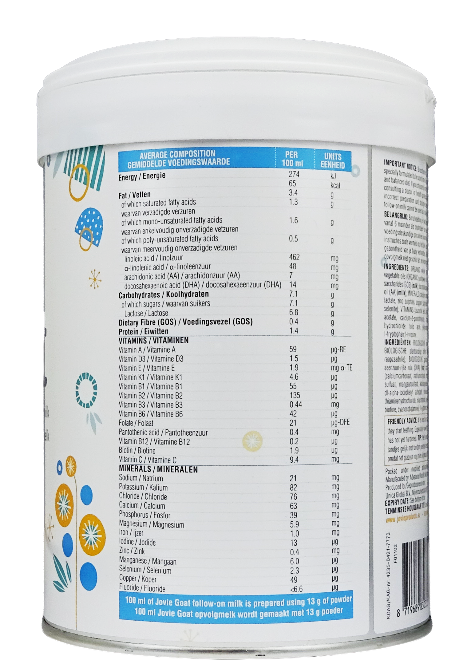 Jovie Goat Organic follow-on milk
