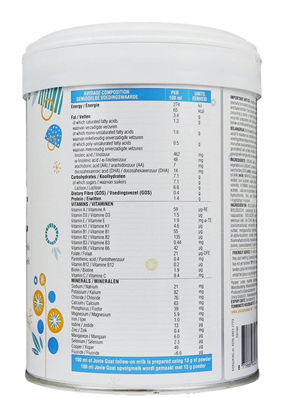 Jovie Goat Organic follow-on milk
