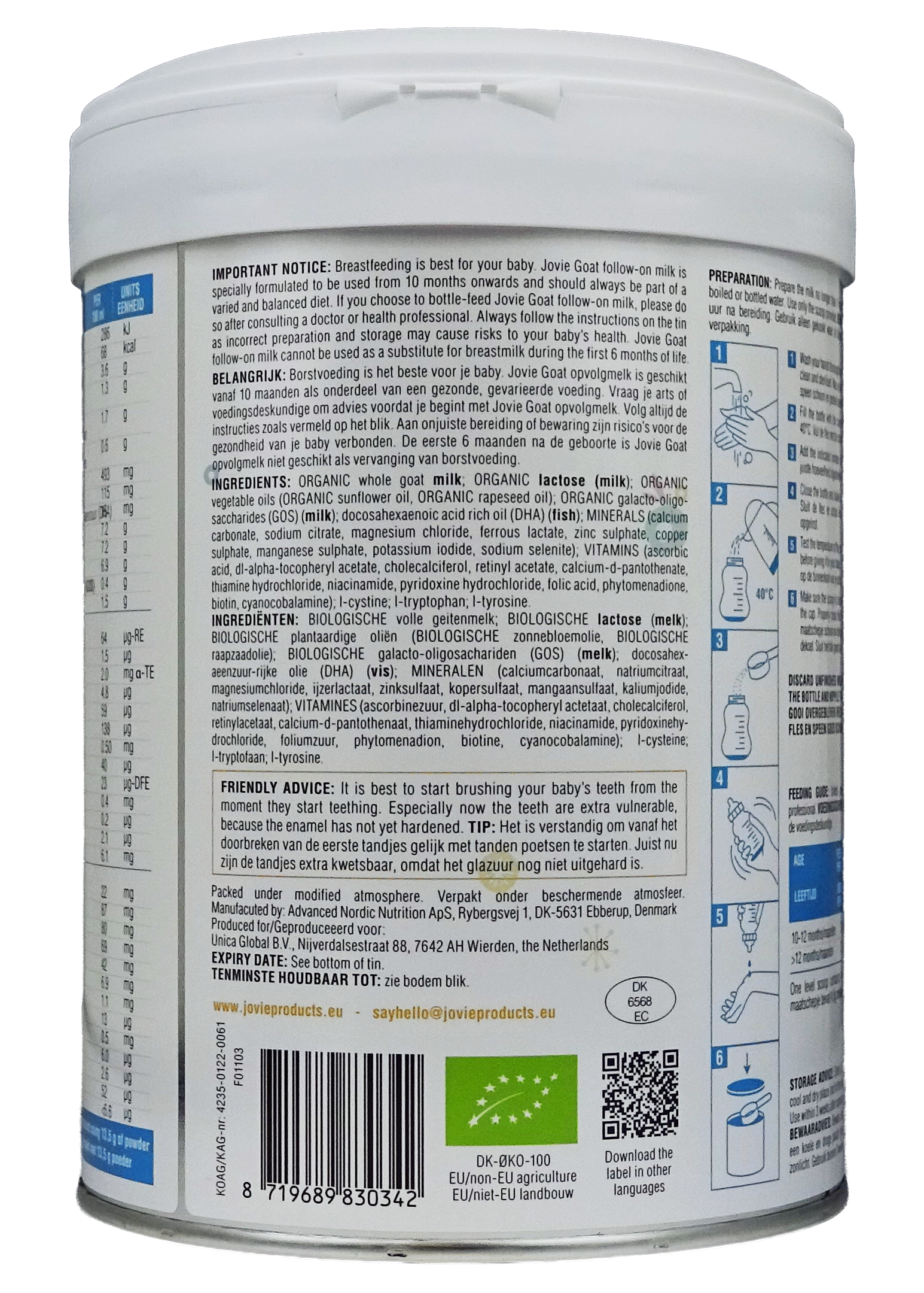 Jovie Goat Organic toddler milk