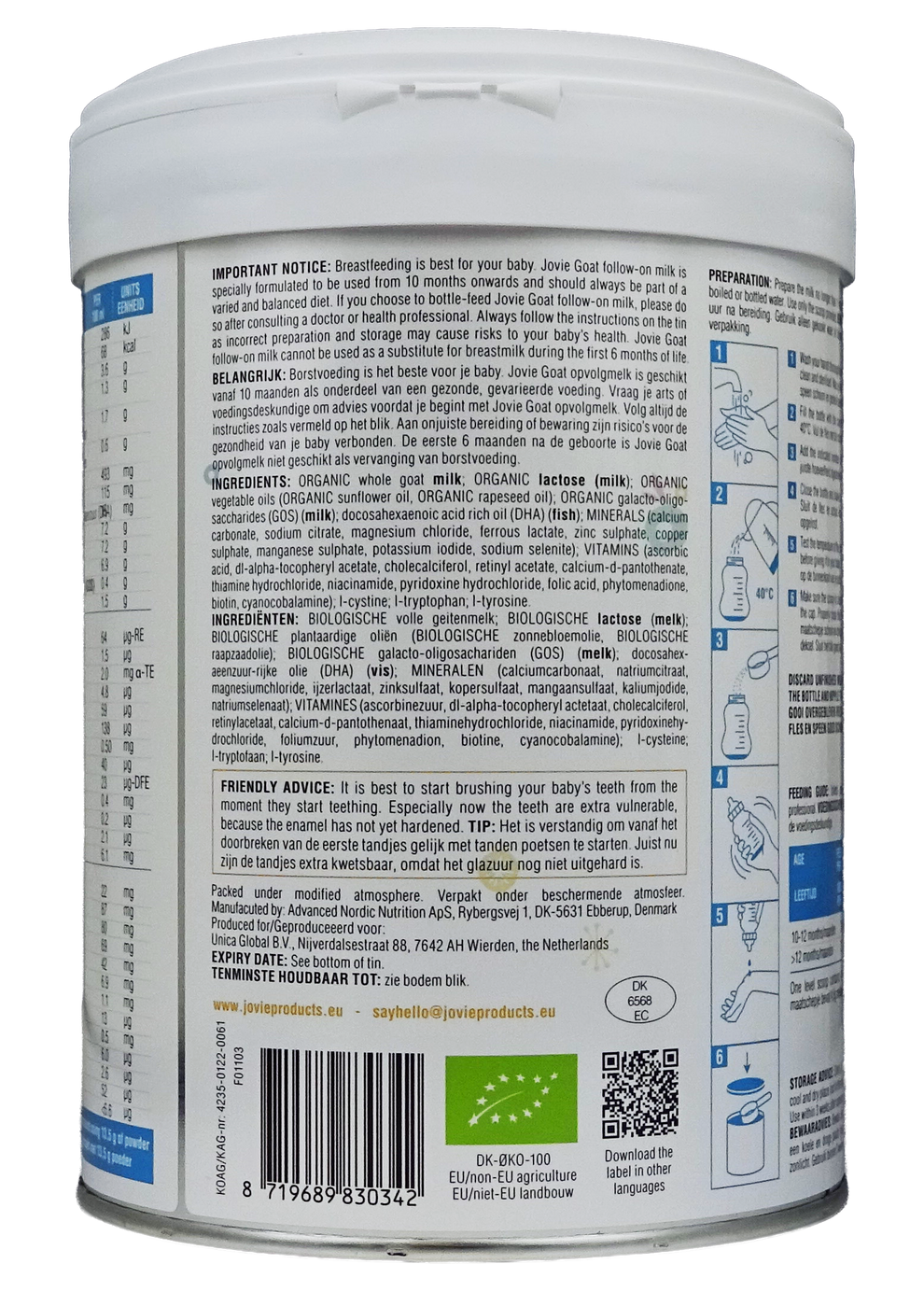 Jovie Goat Organic toddler milk