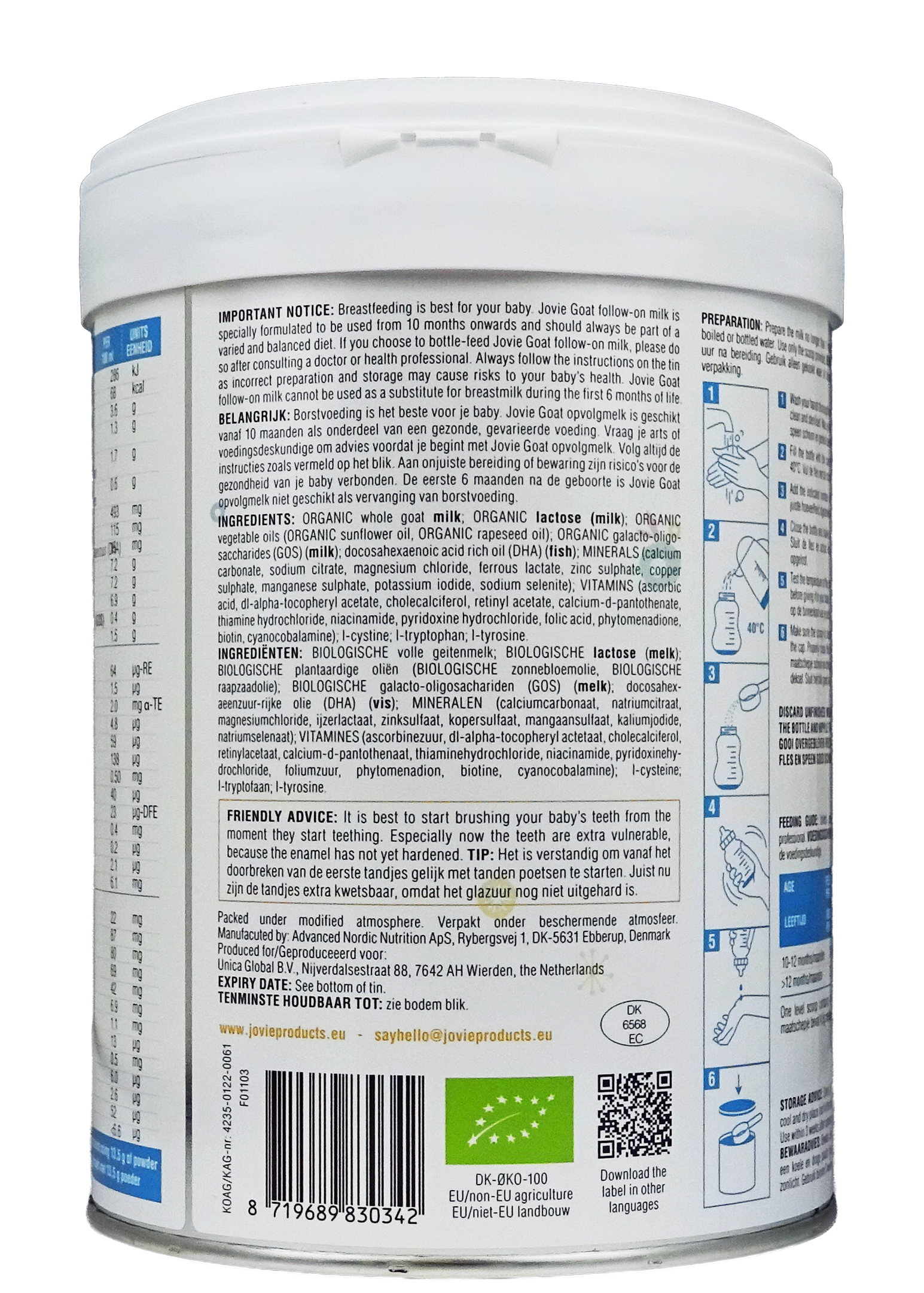 Jovie Goat Organic toddler milk