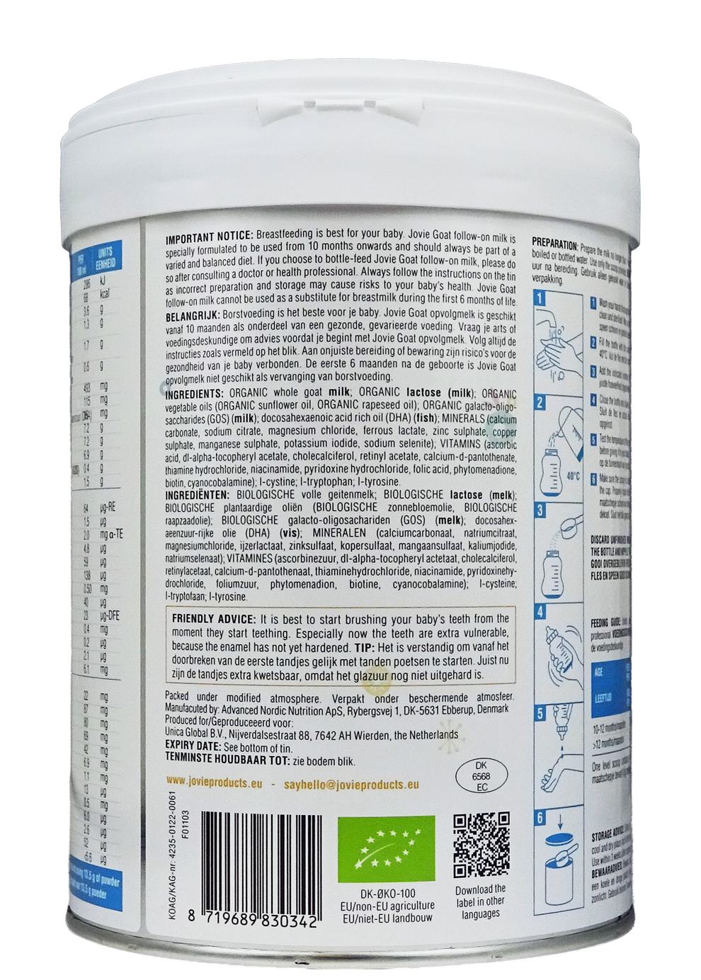 Jovie Goat Organic toddler milk