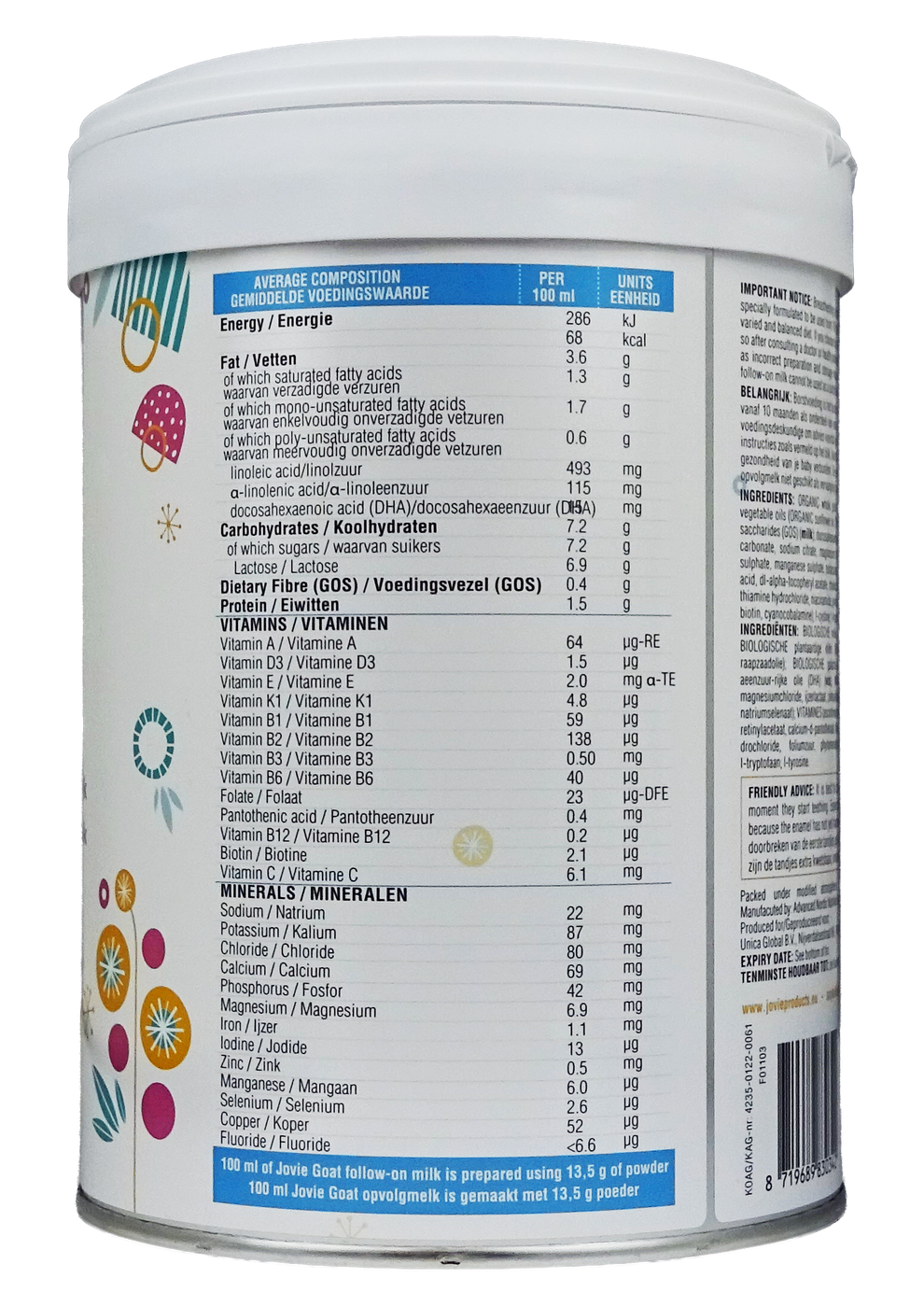 Jovie Goat Organic toddler milk
