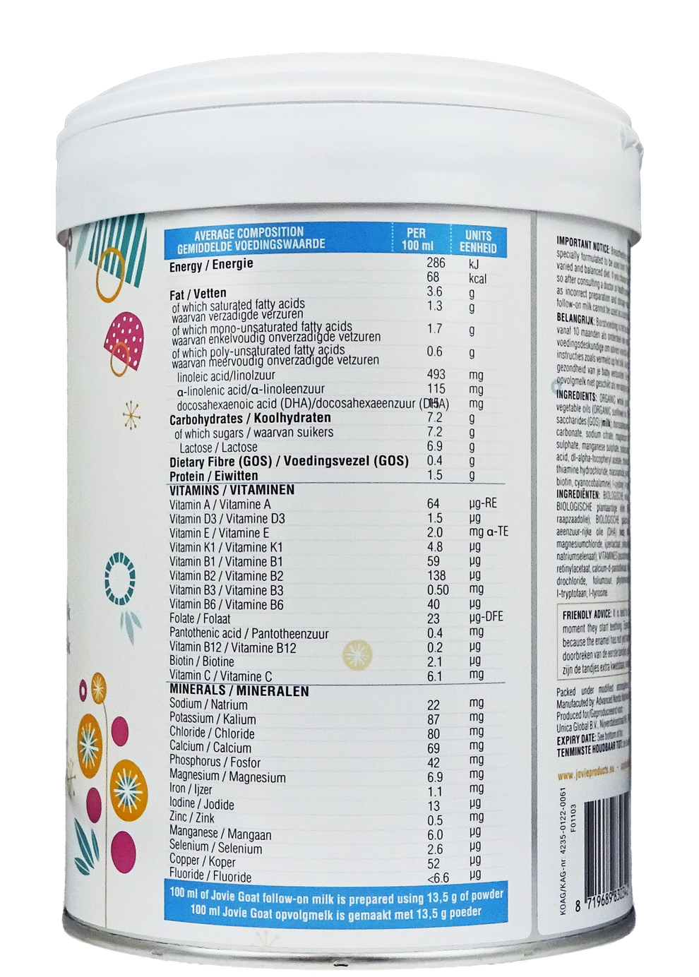 Jovie Goat Organic toddler milk